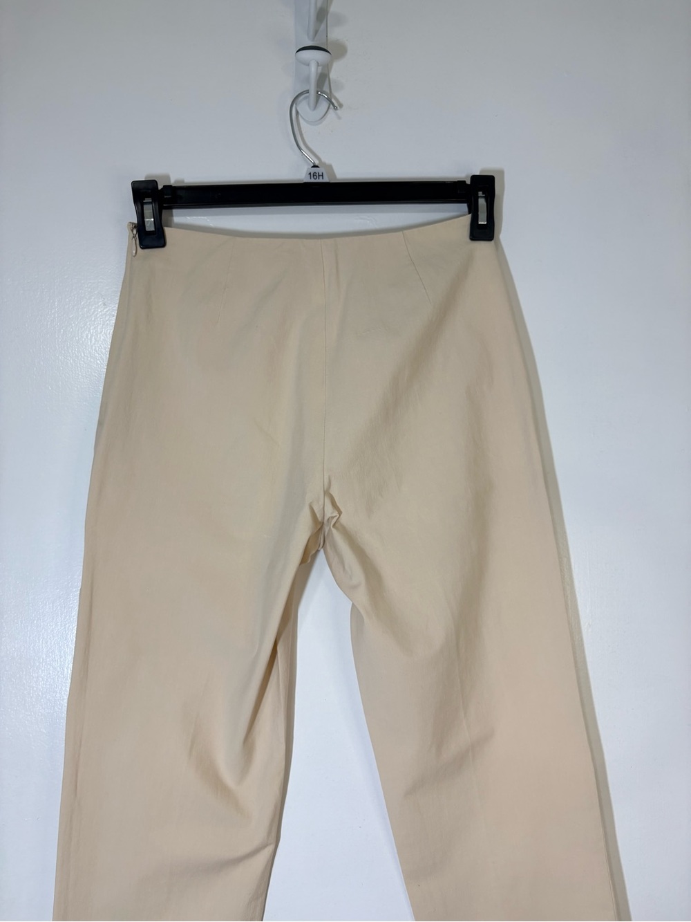 Leggiadro Classic Beige Side Zipper Cotton Silk Blend Quiet Luxury Pants Size 4 - Picture 7 of 14